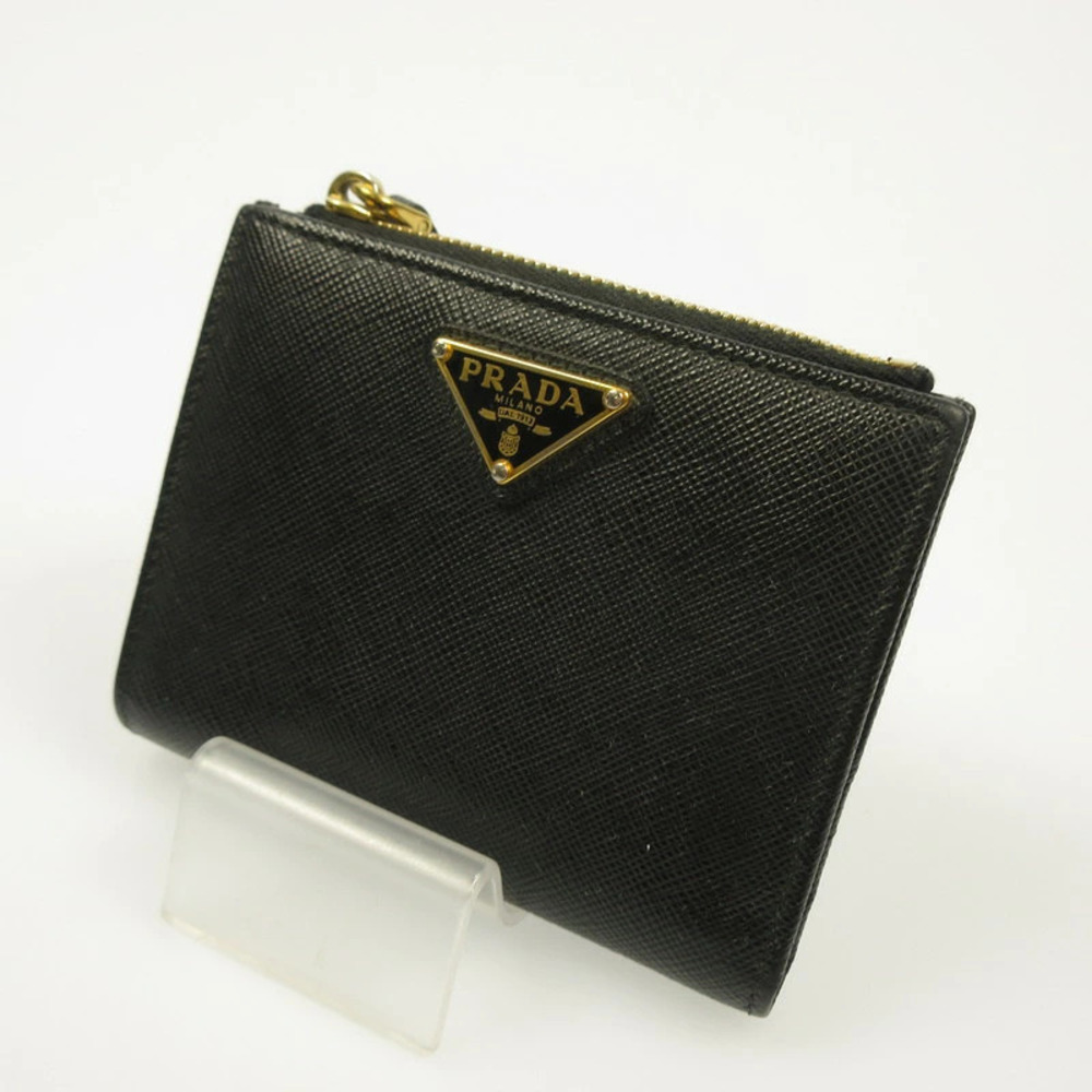 Prada Saffiano Triangle Wallet Snap Closure